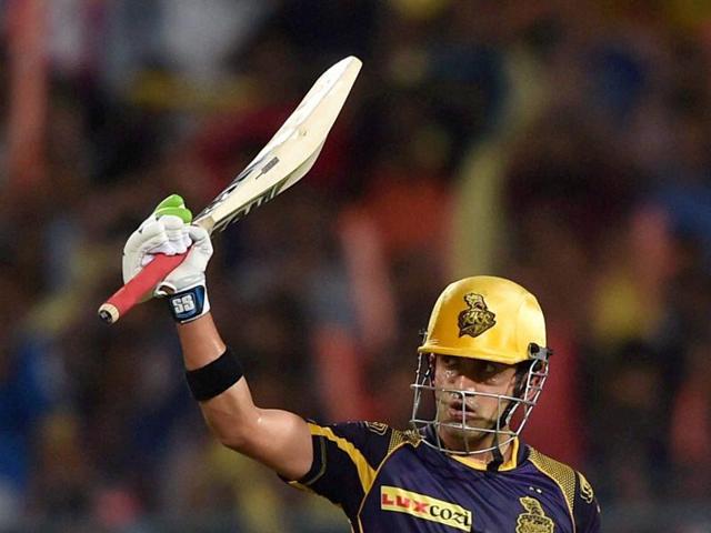 Gautam Gambhir raises his bat after completing his half-century. (PTI) Gautam Gambhir raises his bat after completing his half-century. (PTI)
