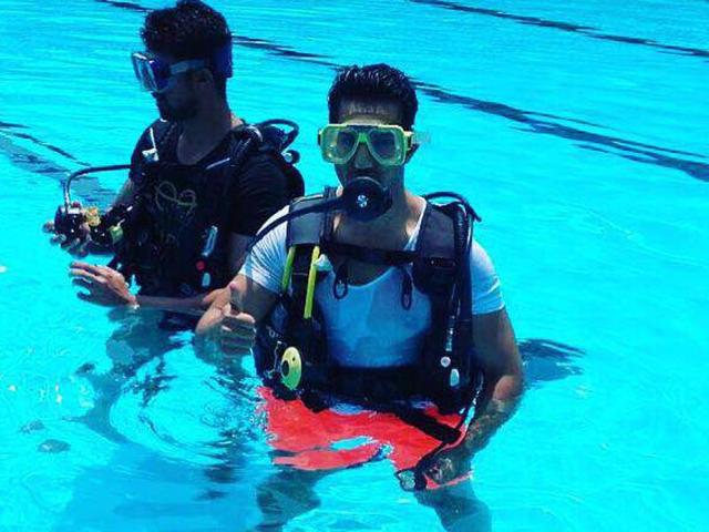 Actor Varun Dhawan is being trained to shoot for an underwater sequence for his film Dishoom.