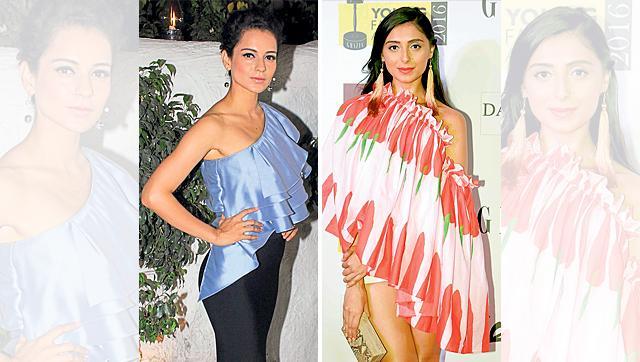 Kangana Ranaut and Pernia Qureshi rock one-shoulder ruffles. (Yogen Shah, Shakti Yadav) Kangana Ranaut and Pernia Qureshi rock one-shoulder ruffles. (Yogen Shah, Shakti Yadav)