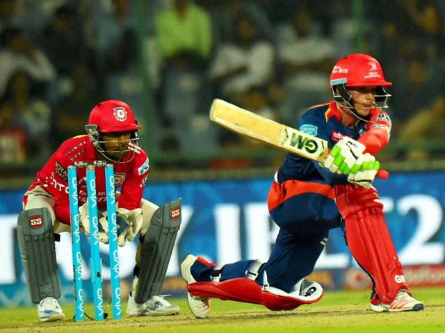 Delhi Daredevils batsman Quinton de Kock plays a reverse sweep during their IPL match against Kings XI Punjab at Feroz Shah Kotla Stadium in New Delhi on April 15, 2016. (PTI)