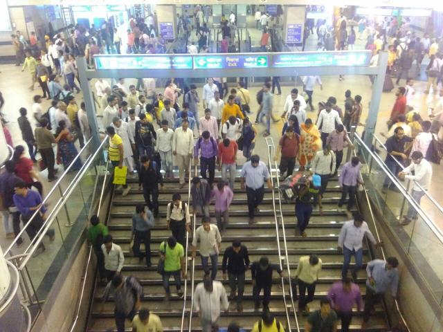 A scene of Rajiv Chowk metro station in Delhi on Friday morning. (Saumya Khandelwal/HT Photo) A scene of Rajiv Chowk metro station in Delhi on Friday morning. (Saumya Khandelwal/HT Photo)