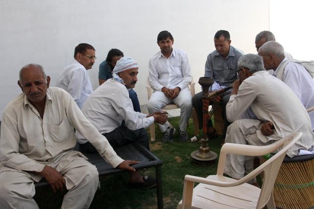 People gathered at Major Amit Deswal’s house in Jhajjar on Thursday. (Manoj Dhaka/HT Photo) People gathered at Major Amit Deswal’s house in Jhajjar on Thursday. (Manoj Dhaka/HT Photo)