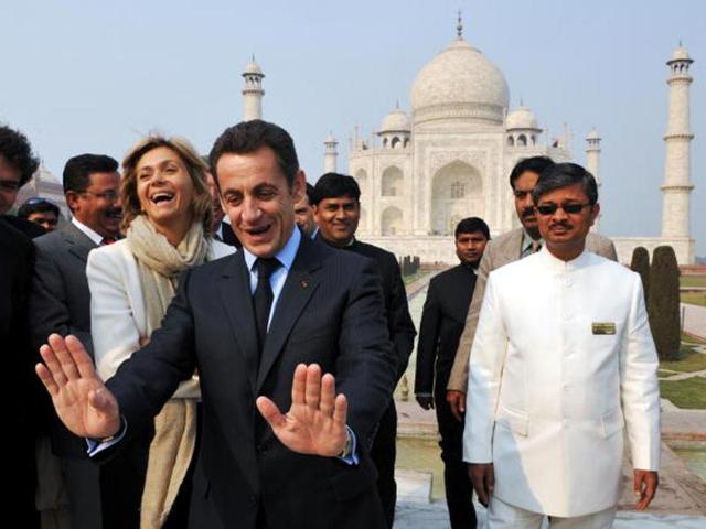The monument to love, the Taj Mahal, was sealed off to tourists for a visit by French President Nicolas Sarkozy. (AFP/Getty Images) The monument to love, the Taj Mahal, was sealed off to tourists for a visit by French President Nicolas Sarkozy. (AFP/Getty Images)