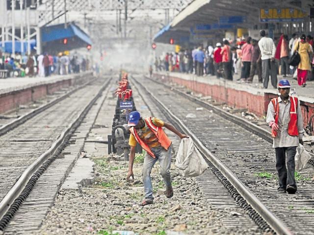 Railway minister Suresh Prabhu had promised to build 17,000 bio-toilets on trains in his rail budget this year.(Pardeep Pandit/HT Photo)