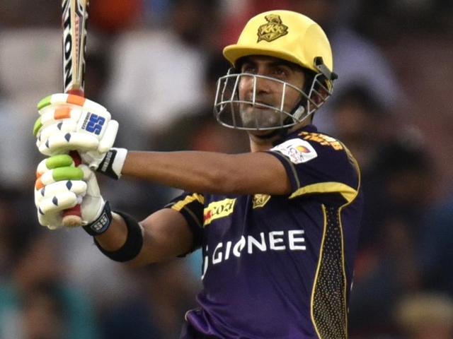 Kolkata Knight Riders (KKR) Gautam Gambhir in action against Sunrisers Hyderabad (SH) during their IPL match in Hyderabad. (Mohd Zakir/HT Photo) Kolkata Knight Riders (KKR) Gautam Gambhir in action against Sunrisers Hyderabad (SH) during their IPL match in Hyderabad. (Mohd Zakir/HT Photo)
