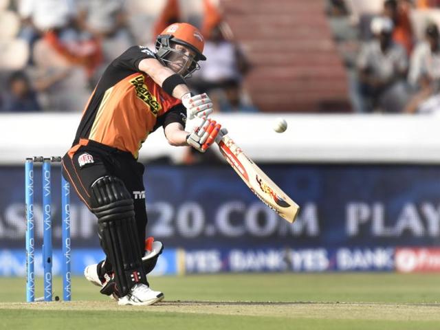 Sunrisers Hyderabad (SH) David Warner in action against Kolkata Knight Riders (KKR). (Mohd Zakir/HT Photo) Sunrisers Hyderabad (SH) David Warner in action against Kolkata Knight Riders (KKR). (Mohd Zakir/HT Photo)