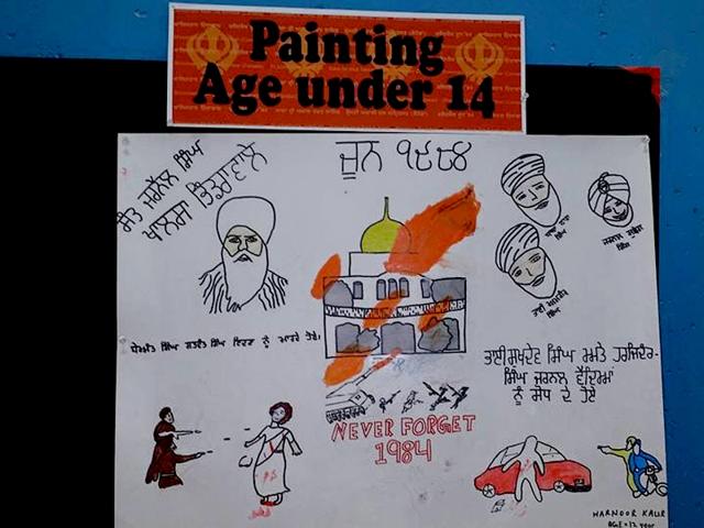 A drawing from a competition for children held on a gurdwara’s premises in the Greater Toronto Area (HT Photo)