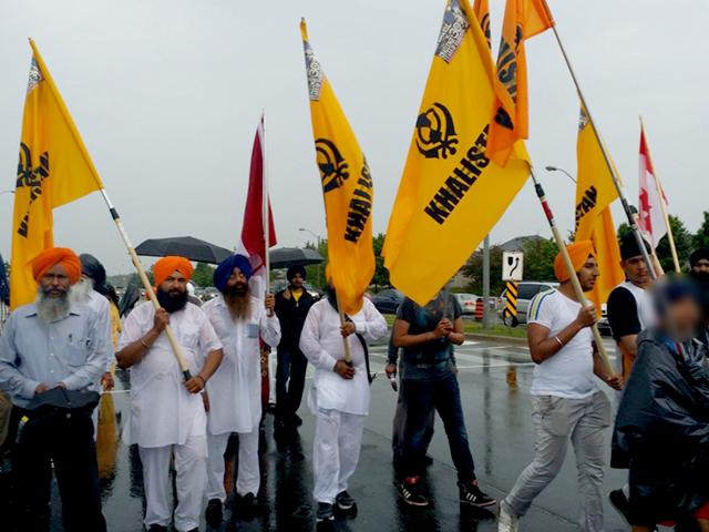 A pro-Khalistan rally in the Greater Toronto Area. (HT Photo)