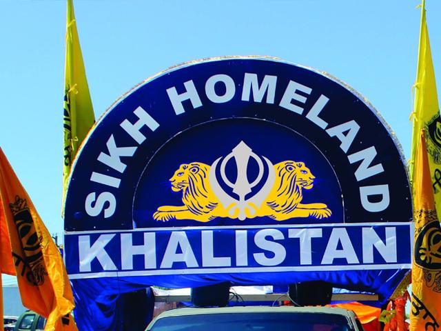 A float espousing Khalistan at an event in the Greater Toronto Area. (HT Photo)