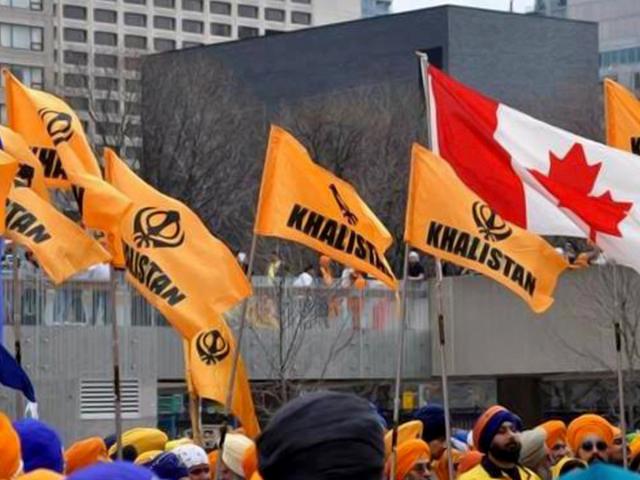Khalistan flags on display during an event in the Greater Toronto Area (HT Photo)