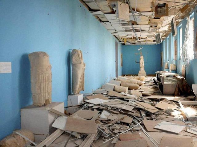 This photo released on Sunday March 27, 2016, by the Syrian official news agency SANA, shows destroyed statues at the damaged Palmyra Museum. (AP Photo) This photo released on Sunday March 27, 2016, by the Syrian official news agency SANA, shows destroyed statues at the damaged Palmyra Museum. (AP Photo)