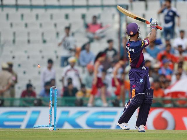 Ajinkya Rahane gets out bowled. (AFP) Ajinkya Rahane gets out bowled. (AFP)