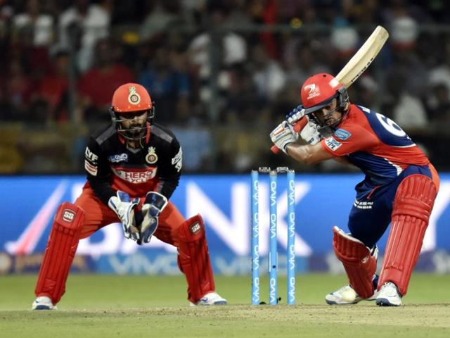 Delhi Daredevils Karun Nair in action against Royal Challengers Bangalore. (Mohd Zakir/HT Photo) 