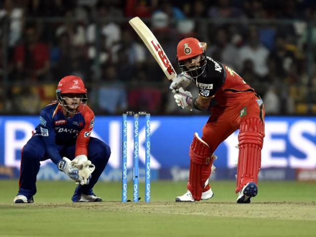 Royal Challengers Bangalore Virat Kohli in action against Delhi Daredevils. (Mohd Zakir/HT Photo) 