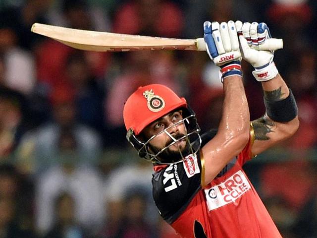 Virat Kohli of Royal Challengers Bangalore plays a shot against Delhi Daredevils. (PTI Photo) 