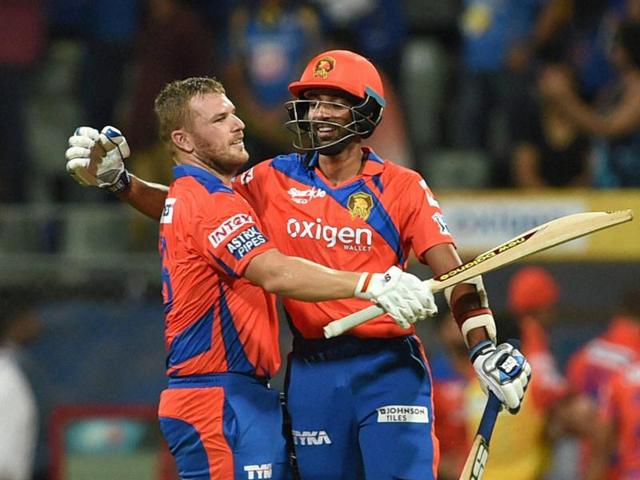 Aaron Finch and Dhawal Kulkarni hug after their win. (PTI) Aaron Finch and Dhawal Kulkarni hug after their win. (PTI)