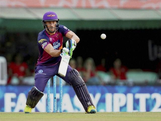 Faf du Plessis hits a scoop shot. (PTI) Faf du Plessis hits a scoop shot. (PTI)