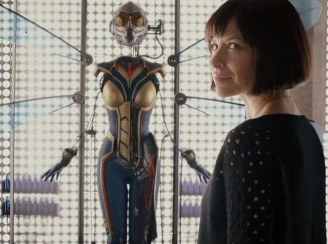 Evangeline Lilly gets a glimpse of her future in a still from Ant-Man.(YouTube)