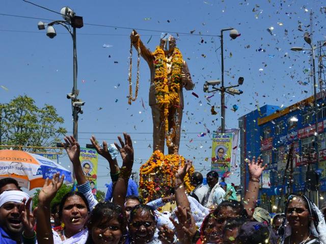 Followers taking out a procession to celebrate 125th birth anniversary of B R Ambedkar in Bhopal on Thursday, April 14, 2016. (Mujeeb Faruqui/ HT Photo) Followers taking out a procession to celebrate 125th birth anniversary of B R Ambedkar in Bhopal on Thursday, April 14, 2016. (Mujeeb Faruqui/ HT Photo)