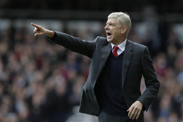 Arsenal manager Arsene Wenger gestures to his players during the English Premier League soccer match between West Ham United and Arsenal at Upton Park stadium in London, Saturday April 9, 2016. (AP Photo/Tim Ireland) (AP) Arsenal manager Arsene Wenger gestures to his players during the English Premier League soccer match between West Ham United and Arsenal at Upton Park stadium in London, Saturday April 9, 2016. (AP Photo/Tim Ireland) (AP)