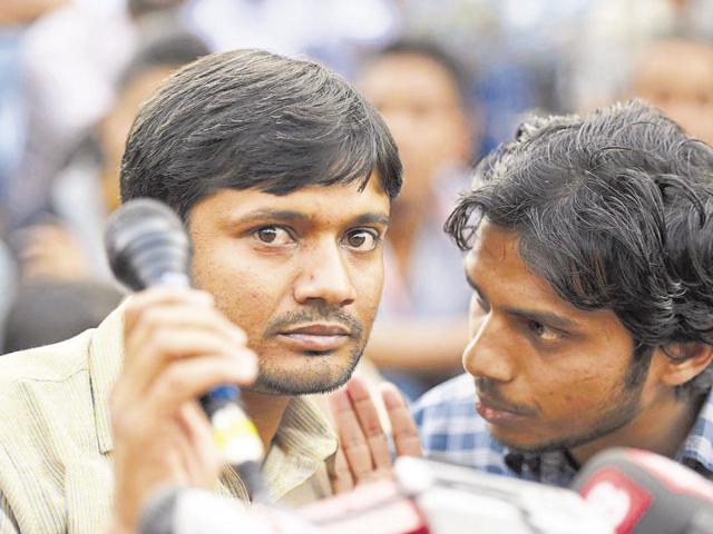 JNUSU president Kanhaiya Kumar during a press conference in New Delhi. On Thursday a pistol, cartridges and a letter ordering the kill was recovered from a DTC bus.(Sanjeev Kumar/HT File Photo)