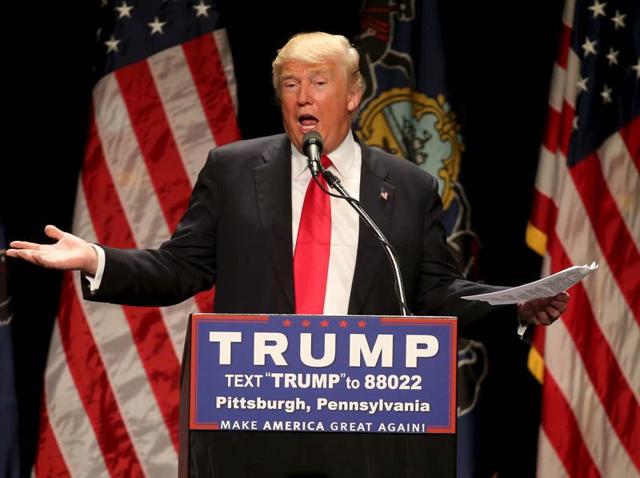 Republican US presidential candidate Donald Trump speaks at a campaign rally in Pittsburgh, Pennsylvania.(REUTERS)