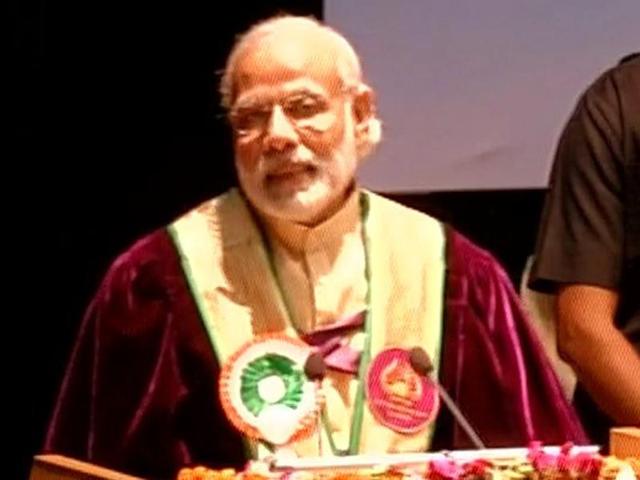 PM Narendra Modi at the convocation ceremony of Shri Mata Vaishno Devi University, Katra. (Twiiter/PMOIndia) PM Narendra Modi at the convocation ceremony of Shri Mata Vaishno Devi University, Katra. (Twiiter/PMOIndia)