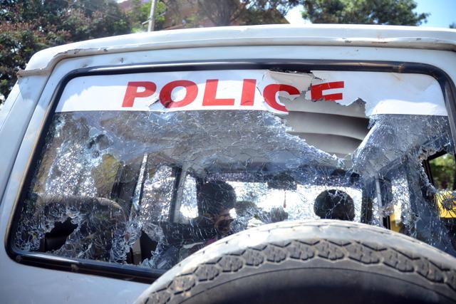 A police vehicle damaged during the protests in Bengaluru. (Kashif Masood/HT Photo) A police vehicle damaged during the protests in Bengaluru. (Kashif Masood/HT Photo)