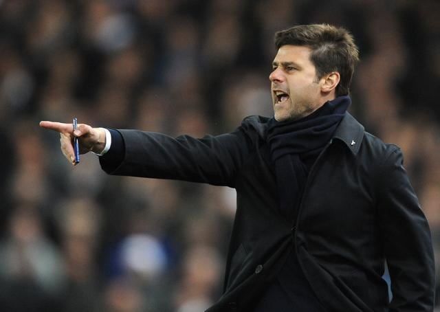 Tottenham's manager Mauricio Pochettino shouts during the English Premier League football match between Stoke City and Tottenham Hotspur at the Britannia Stadium. (AP Photo)
