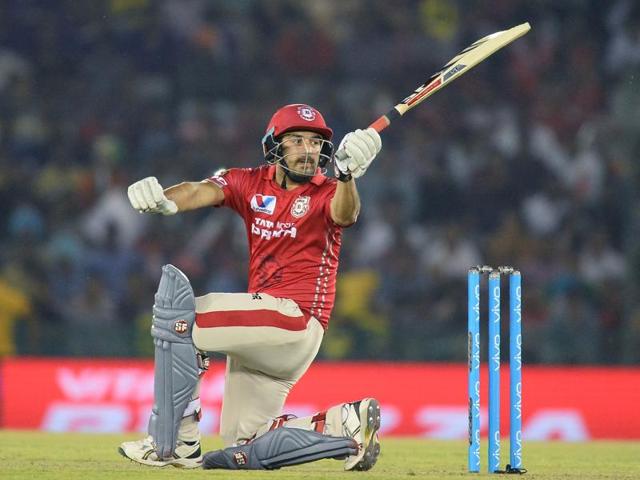 Kings XI Punjab batsman Mohit Sharma plays a shot. (AFP Photo) 
