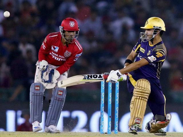 Kolkata Knight Riders captain Gautam Gambhir plays a shot against Kings XI Punjab during the Indian Premier League (IPL) 2016 T20 match. (PTI Photo) 