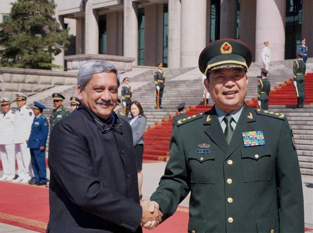 Defence Minister Manohar Parrikar being received by his Chinese counterpart Gen. Chang Wanquan at the PLA headquarters in Beijing on Monday. (PTI Photo) Defence Minister Manohar Parrikar being received by his Chinese counterpart Gen. Chang Wanquan at the PLA headquarters in Beijing on Monday. (PTI Photo)