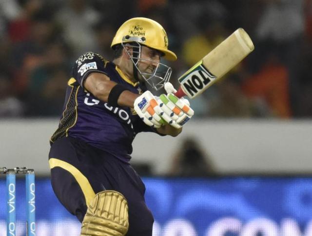 Kolkata Knight Riders cricketer Gautam Gambhir(L) celebrates with teammate Robin Uthappa after scoring a half-century (50 runs) during the 2016 Indian Premier League (IPL) Twenty20 cricket match between Sunrisers Hyderabad and Kolkata Knight Riders at The Rajiv Gandhi International Stadium in Hyderabad on April 16, 2016. (AFP Photo) Kolkata Knight Riders cricketer Gautam Gambhir(L) celebrates with teammate Robin Uthappa after scoring a half-century (50 runs) during the 2016 Indian Premier League (IPL) Twenty20 cricket match between Sunrisers Hyderabad and Kolkata Knight Riders at The Rajiv Gandhi International Stadium in Hyderabad on April 16, 2016. (AFP Photo)