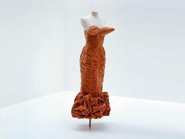 Around a hundred garments and accessories worn by celebrities and everyday people will go on show at the City of Paris fashion museum, Palais Galliera, from May 14. Here’s a Jean Paul Gaultier, Bombshell Breasts dress from the autumn/winter 1984-1985, Barbès collection. (AFP) Around a hundred garments and accessories worn by celebrities and everyday people will go on show at the City of Paris fashion museum, Palais Galliera, from May 14. Here’s a Jean Paul Gaultier, Bombshell Breasts dress from the autumn/winter 1984-1985, Barbès collection. (AFP)