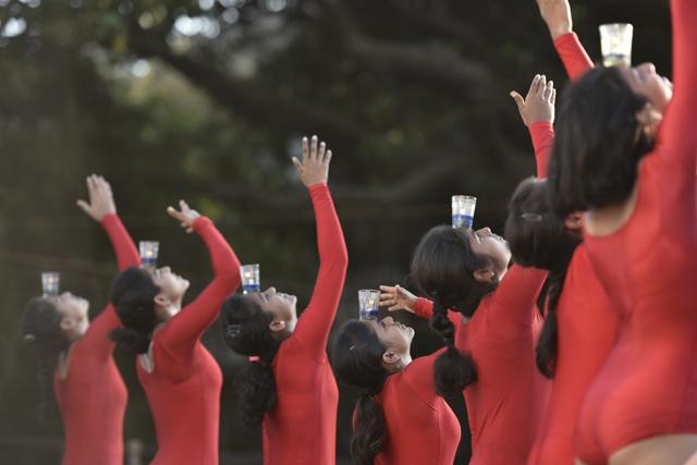 Students of Samarth Vyayam Mandir getting ready to demonstrate their skill  to the students and parents during the opening ceremony of a summer camp at Dadar in Mumbai, India, on Sunday.  (satish bate/Hindustan Times) 