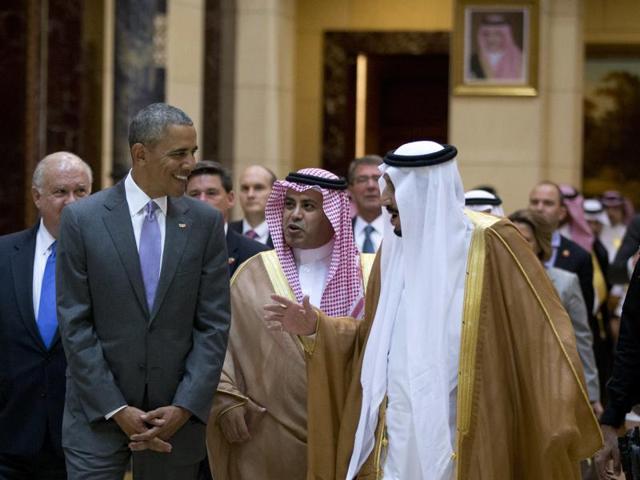 It was a more low-key reception than for Obama’s previous trip to the kingdom, after the death of King Abdullah in January 2015. (AP) It was a more low-key reception than for Obama’s previous trip to the kingdom, after the death of King Abdullah in January 2015. (AP)