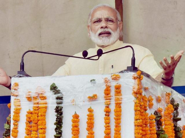 Prime Minister Narendra Modi addresses a public meeting in Katra. (PTI) Prime Minister Narendra Modi addresses a public meeting in Katra. (PTI)