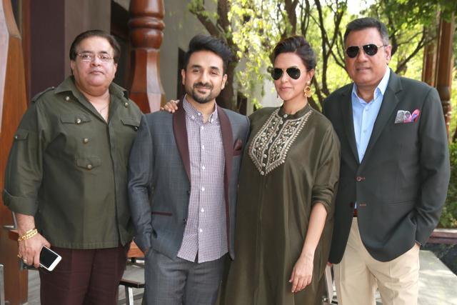 (From right) Actors Boman Irani, Neha Dhupia, Vir Das and producer Akashdeep Sabir during a press conference to promote their upcoming film ‘Santa Banta Pvt Ltd’ in New Delhi on Wednesday. (IANS) (From right) Actors Boman Irani, Neha Dhupia, Vir Das and producer Akashdeep Sabir during a press conference to promote their upcoming film ‘Santa Banta Pvt Ltd’ in New Delhi on Wednesday. (IANS)