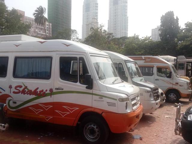 The seized buses have been parked at the RTO in Tardeo.(HT photo)