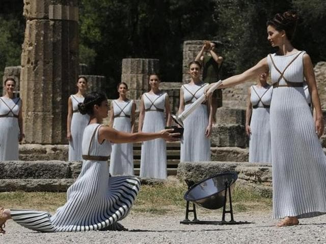 Countdown for Rio 2016 starts with torch lighting at Ancient Olympia ...