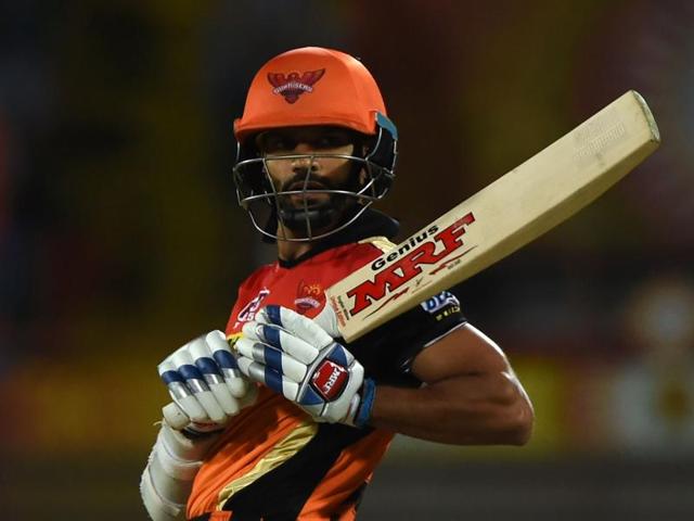 Sunrisers Hyderabad's Shikhar Dhawan plays a shot. (AFP Photo) 