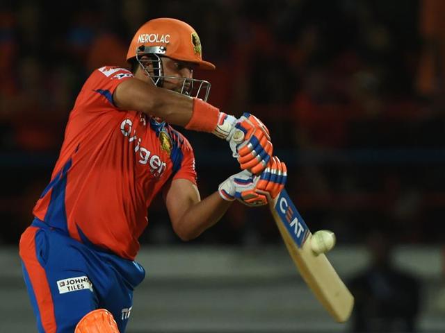 Gujarat Lions captain Suresh Raina plays a shot during the 2016 Indian Premier League(IPL) Twenty20 cricket match between Gujarat Lions and Sunrisers Hyderabad. (AFP Photo) 