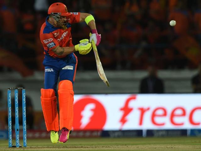 Gujarat Lions Brendon McCullum plays a shot. (AFP Photo) 