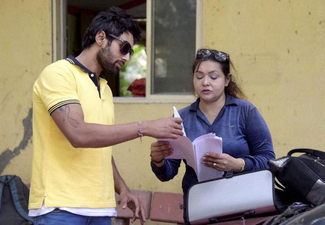 Actor Rahul Raj Singh, coming out of Bangur Nagar Police Station after an investigation in actor Pratyusha Banerjee suicide case, in Mumbai. (PTI)