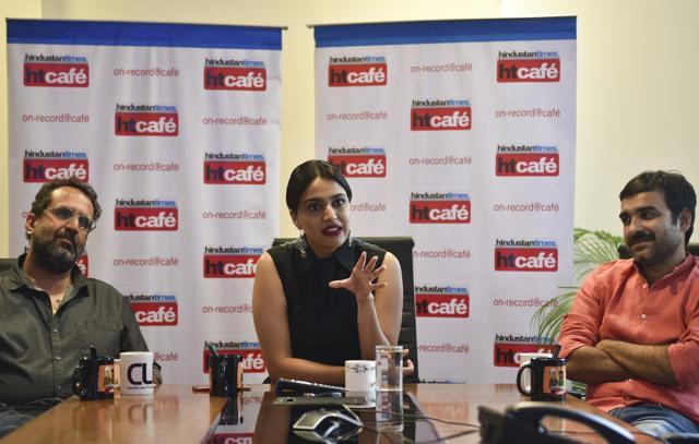 Aanand L Rai, Swara Bhaskar and Pankaj Tripathi at the Hindustan Times Mumbai office. (Aalok Soni/ Hindustan Times) Aanand L Rai, Swara Bhaskar and Pankaj Tripathi at the Hindustan Times Mumbai office. (Aalok Soni/ Hindustan Times)