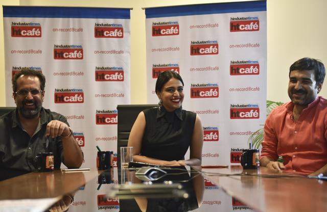 Aanad L Rai, Swara Bhaskar and Pankaj Tripathi share a light moment. (Aalok Soni/ Hindustan Times) Aanad L Rai, Swara Bhaskar and Pankaj Tripathi share a light moment. (Aalok Soni/ Hindustan Times)