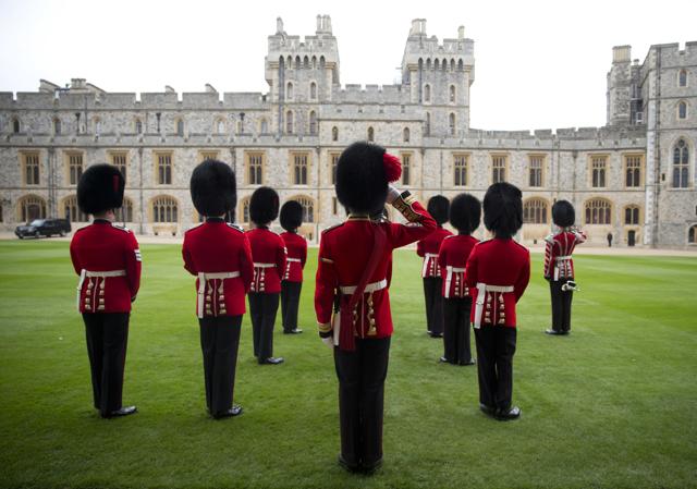 Royal Guardsman look out from the Quadrangle of Windsor Castle. (AP) Royal Guardsman look out from the Quadrangle of Windsor Castle. (AP)