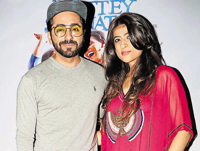 Ayushmann Khurrana with wife Tahira Kashyap at a film screening in Mumbai. (Photo: Yogen Shah)
