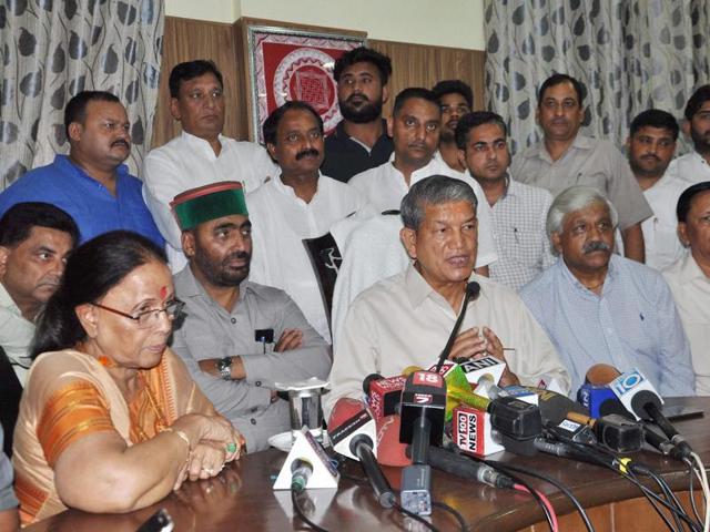 In this file photo, deposed chief minister Harish Rawat addresses the media in Dehradun. (PTI) In this file photo, deposed chief minister Harish Rawat addresses the media in Dehradun. (PTI)