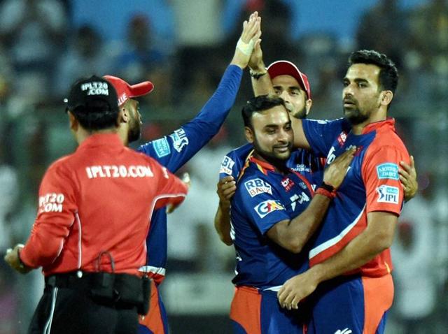 Delhi Daredevils' captain Zaheer Khan celebrates a wicket with team mates during their IPL match against Mumbai Indians in New Delhi on April 23, 2016. (PTI) Delhi Daredevils' captain Zaheer Khan celebrates a wicket with team mates during their IPL match against Mumbai Indians in New Delhi on April 23, 2016. (PTI)